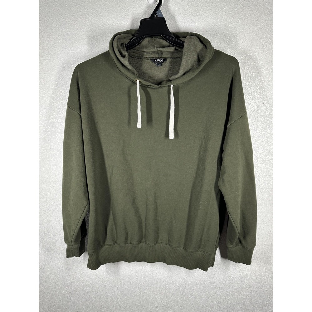 Buffalo‎ David Bitton Hoodie Mens Large Green Pullover Fleece Lined Sweatshirt